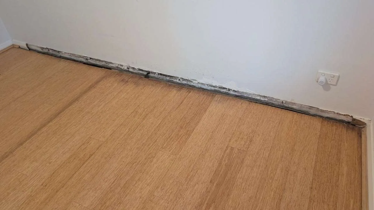 Owner-supplied photo of a wall edge prepared for skirting work